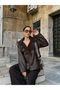 Women's Oversized Brown Shepherd's Jacket with Fur Inside - 7