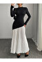 Color Block Pleated A-Line Maxi Dress - 6