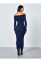 Blue Bardot Neck Sweater Midi Dress - 5