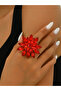 Red Flower Statement Ring - 4