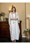 Foil Print Tassel Beaded Detail Kimono and Dress Modest Set - 2