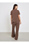 Brown Ribbed T-Shirt and Long Pyjama Set - 5