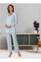 Women's Blue Lace Detailed Design Maternity Pajama Set (Effortt) - 4