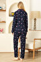 Women's Pajama Set with Peter Pan Collar - Printed and Button Closure - 100% Cotton 12353 - 6