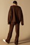 V-Neck Cardigan Pants Knitwear Set Brown 9368-Tk - 5