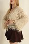 Women's Tasseled Patterned Open-Front Seasonal Knitwear Cardigan 100% Cotton - 4