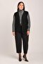 Women's Black Lace Patterned Embroidered Mercerized Knitwear Mother Vest - 3