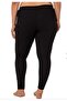 Plus Size Women's Black High Waist Cotton Stretchy Casual Basic Leggings - 2