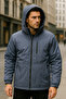Men's Hooded Pocket Detailed Fleece Lined Winter Coat 2571 Smoked