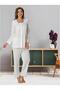 Women's Ecru Lace-Detail Design Maternity Hospital Pajama Set (Effortt) - 3
