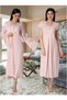 Women's Pink Special Design Lace Detailed Full Length Maternity Pajamas Nightgown Set of 2 - 3