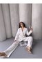 Women's Rose-Belted Palazzo Suit with Detailed Design - 7