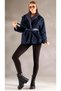 Italian Style Design Quilted Collar Short Jacket Navy Blue - 6