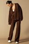 V-Neck Cardigan Pants Knitwear Set Brown 9368-Tk - 4
