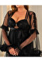 Women's 2-Piece Short Black Robe - 5