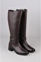 Seç 97900-1 Genuine Leather Heel-Style Women's Boots (Heel Height: 4 cm) Brown