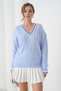 Hair Braid Detailed V-Neck Knitwear Sweater Aw25Kz0075 - 4