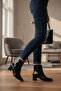 Popin Shiny Black Zippered Women's Pointed Toe Half Boots - 2
