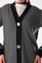 Women's Navy Blue Ecru Diagonal Pattern Large Button Detailed, Hijab Tunic Length Cardigan- Four Seasons _2294 - 8