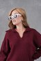 Basic Soft Textured Oversized Polo Neck Knitwear Sweater Aw25Kz0074 - 4