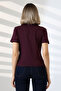 Relax Fit Comfortable Cut Cotton Rib Knit Shirt Collar Short Sleeve Basic Womens T-Shirt 22023 PLUM - 4