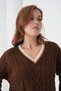 Hair Braid Detailed V-Neck Knitwear Sweater Aw25Kz0075 - 3