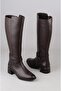 Seç 97900-1 Genuine Leather Heel-Style Women's Boots (Heel Height: 4 cm) Brown - 6