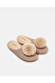 Women Beige Pom Pom Closed Toe Slipper - 2