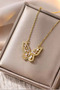 Zircon Stone Butterfly Steel Necklace - 7