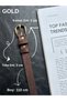 Fact Striped Ring Patterned Suede Women's Gold Buckle Belt Jacket Belt Dress Belt Trouser Belt - 2
