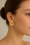 Elegant Minimal Spiral Model Shiny Gold Color Women's Earrings - 2