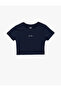 Slim Fit Short Sleeve Crew Neck Printed Crop Sports T-Shirt