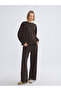 Özmarka New Season Brown Crew Neck Oversize Women's Sweatshirt - 2