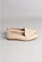 Seç 008 Genuine Leather Women's Flat Shoes Beige - 3