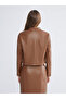 Shirt Collar Women's Leather Look Jacket - 4