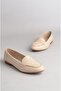 Seç 008 Genuine Leather Women's Flat Shoes Beige - 7
