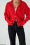 Women's Red Double Zipper Thessaloniki Knitwear Cardigan