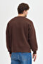 Men's Oversized Cotton Pack Crew Neck Embroidered Three Yarns Sh Brushed Inside Sweatshirt - 6