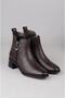 Seç 9780-1 Genuine Leather Women's Heel Boots (Heel Height: 4 cm) Brown