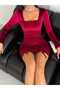 Women's Ruched Detail Velvet Stretchy Bodycon Mini Dress - 4