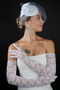 Pearl Detailed Nikah Bridal Wedding Cap Accessory and Long Lace Gloves Set - 2