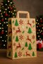 50 Pieces Oversized Flat Handle Gift Package Pine Deer Snow Patterned Kraft Bags