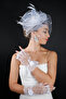 Rose Detailed Heart Tulle Bridal Gloves Nikah Wedding Cap Accessory Set - 3