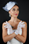 Pearl Detailed Wedding Bridal Hat and Lace Stylish Bridal Wedding Gloves Set Accessory - 3