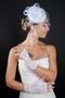 Polka Dot Detailed Bridal Wedding Cap Accessory and Fingerless Lace Wedding Gloves Set