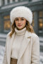 Imported White Plush Hat |   Premium Fur Winter Women's Hat Spk1146-1 - 6