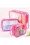 Toiletry Bag 3 Pack Clear Travel Bags for Toiletries Make Up Bag Cosmetics Organizer(Pink) - 2
