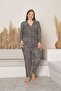 Plus Size Buttoned Suede Pajama Set - 2