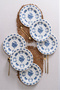 Vintage Flowers Blue 25 cm Set of 6 Porcelain Serving Plates –