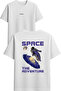 The Adventure Space Design Printed White Oversized T-Shirt